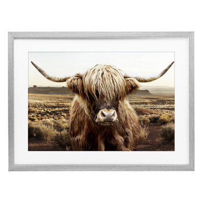 Rugged Vegetation Cattle Portrait Framed Print Under Glass, design by CAD Designs