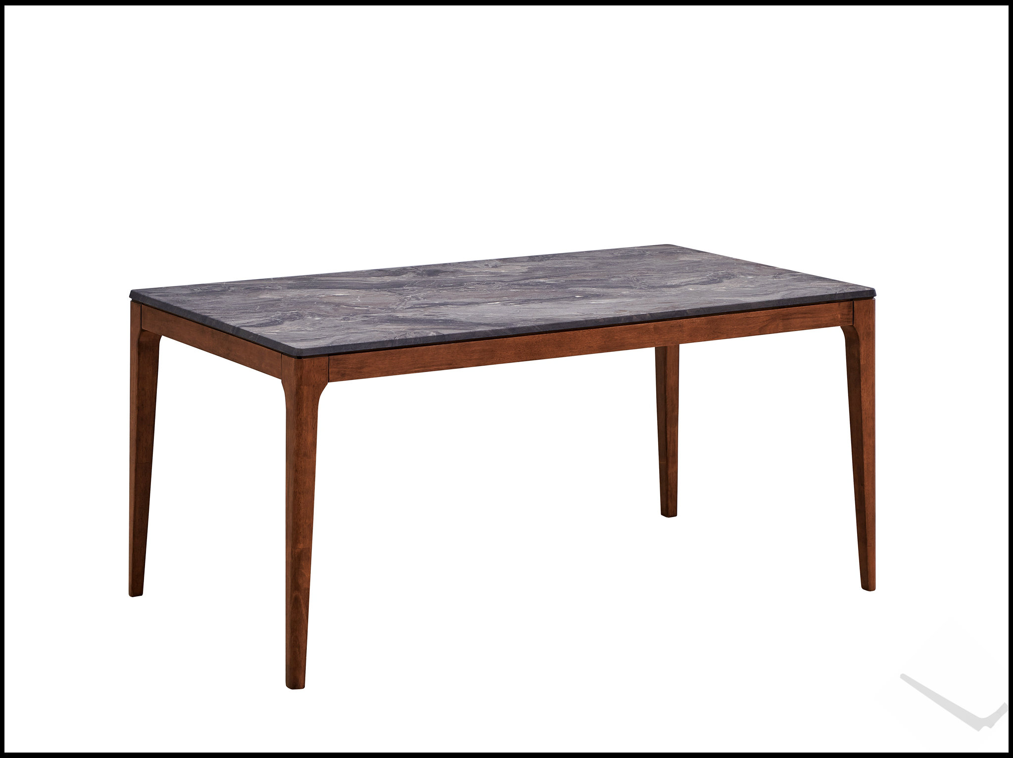 Brayden Studio® Bevis Engineered Stone Top & Walnut Finish Dining Table ...
