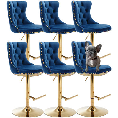 Tabourets de bar modernes et rembourrés dorés (ensemble de 6)