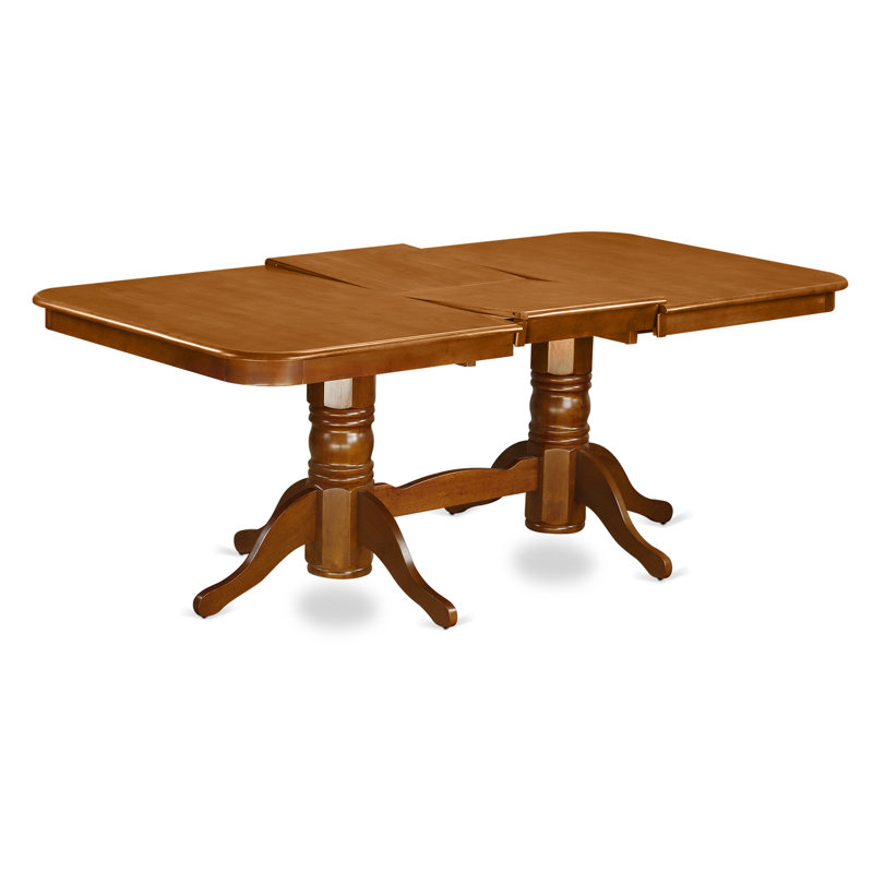 9 Piece Dining Room Set Includes a Rectangle Kitchen Table with Butterfly Leaf and 8 Linen Fabric Upholstered Dining Chairs, 40x78 Inch, Saddle Brown