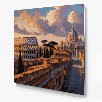 Cities Rome Italy Brown Metal Wall Art