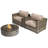 Dzheni Fully Assembled 2 Person Seating Group With Sunbrella Cushions And Round Concrete Firepit-1993477157