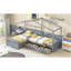 Lit plateforme simple avec trois tiroirs de rangement, gris