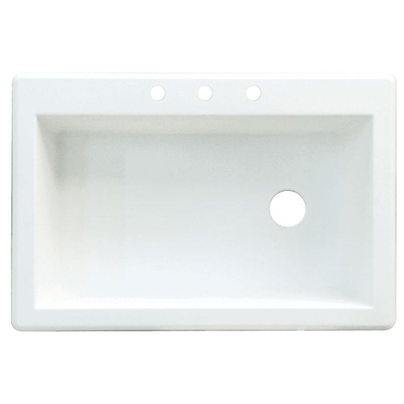 Radius 33'' L Single Bowl Granite Kitchen Sink, White, 3 hole