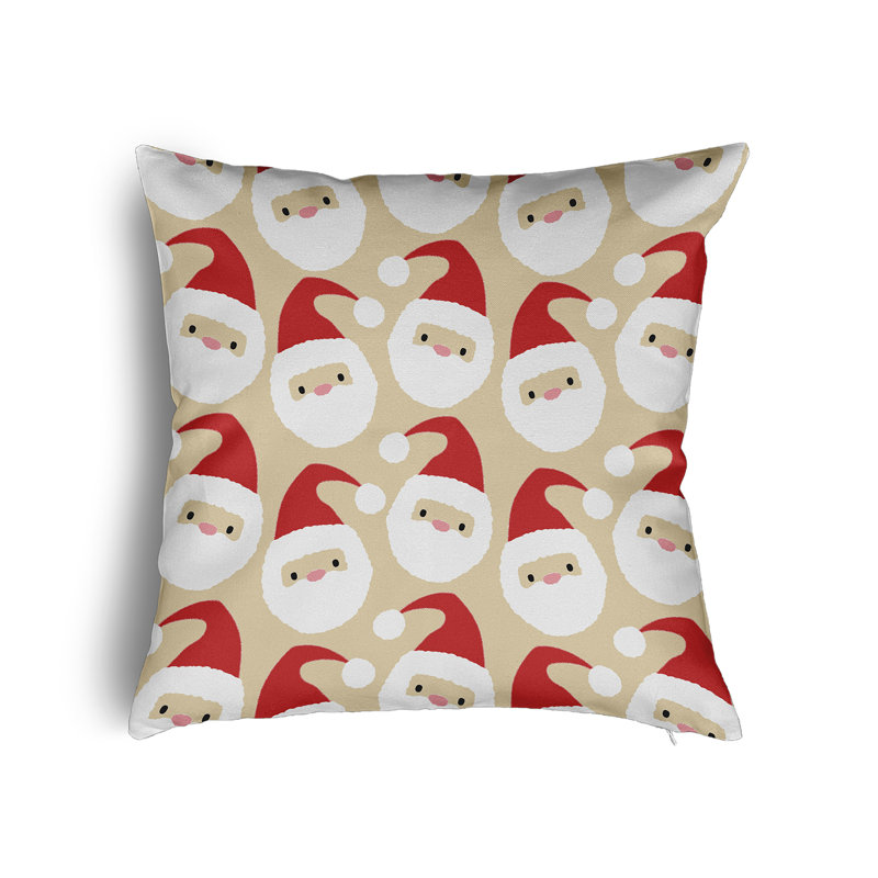 Coussin décoratif avec insert Dancing Santas, H 20 po x l 20 po, Rouge