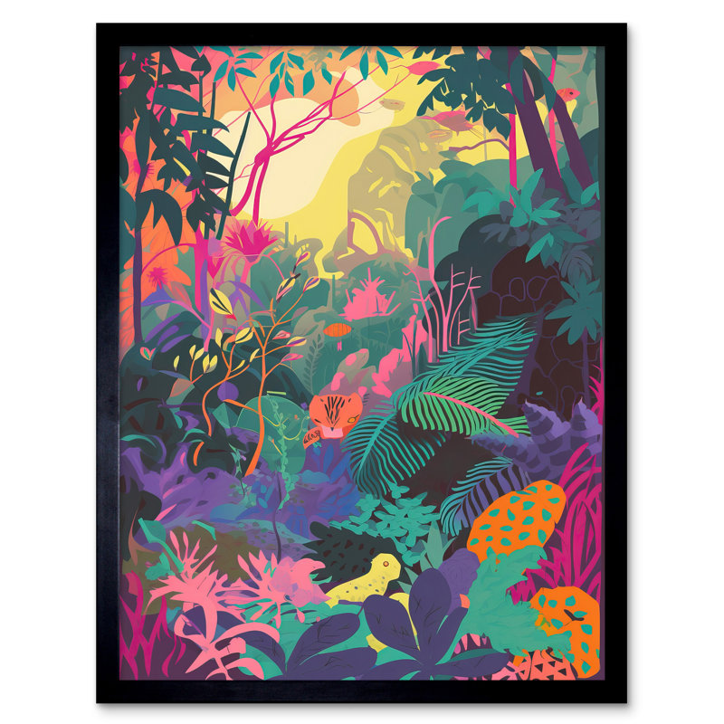 Aajiv Vibrant Tropical Rainforest Sunrise - Single Picture Frame Print