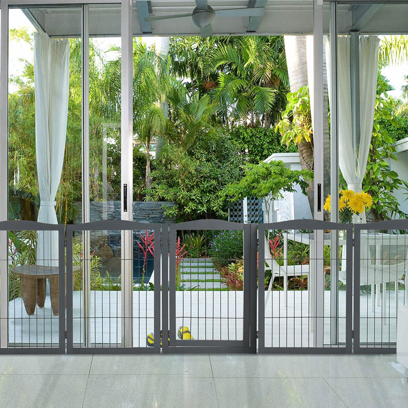 Grey 5-Panel Folding Pet Playpen
