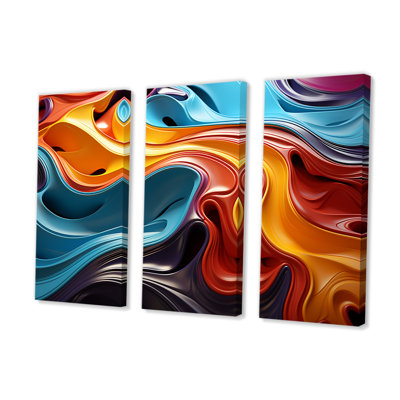 Multicolore Op Art Fluid Mirage - ensemble d'art mural sur toile Op