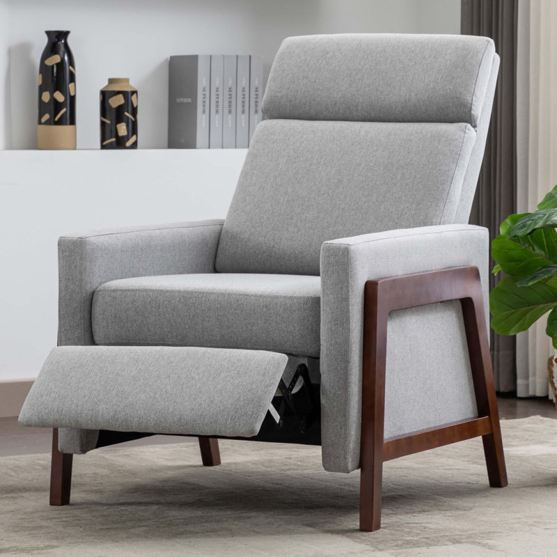 Fauteuil inclinable rembourré Colaluca, Lin gris