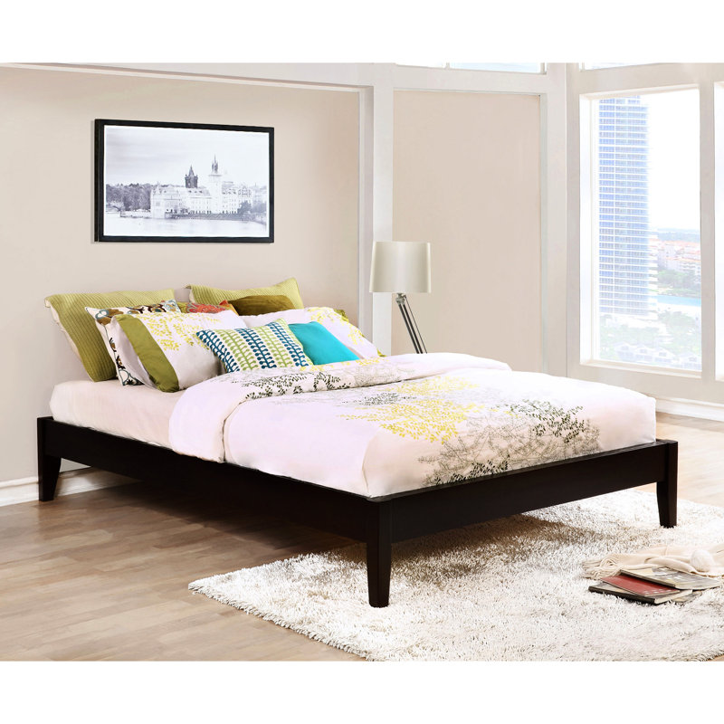 Lit très grand Eastern en cappuccino scintillant pour chambre à coucher, design transitionnel, composition de pin et de bois franc asiatique, ensemble de lattes brillantes, style, maquillage, soutien