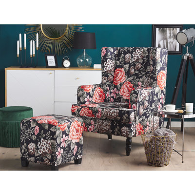 Richburg Upholstered Wingback Chair with Footstool