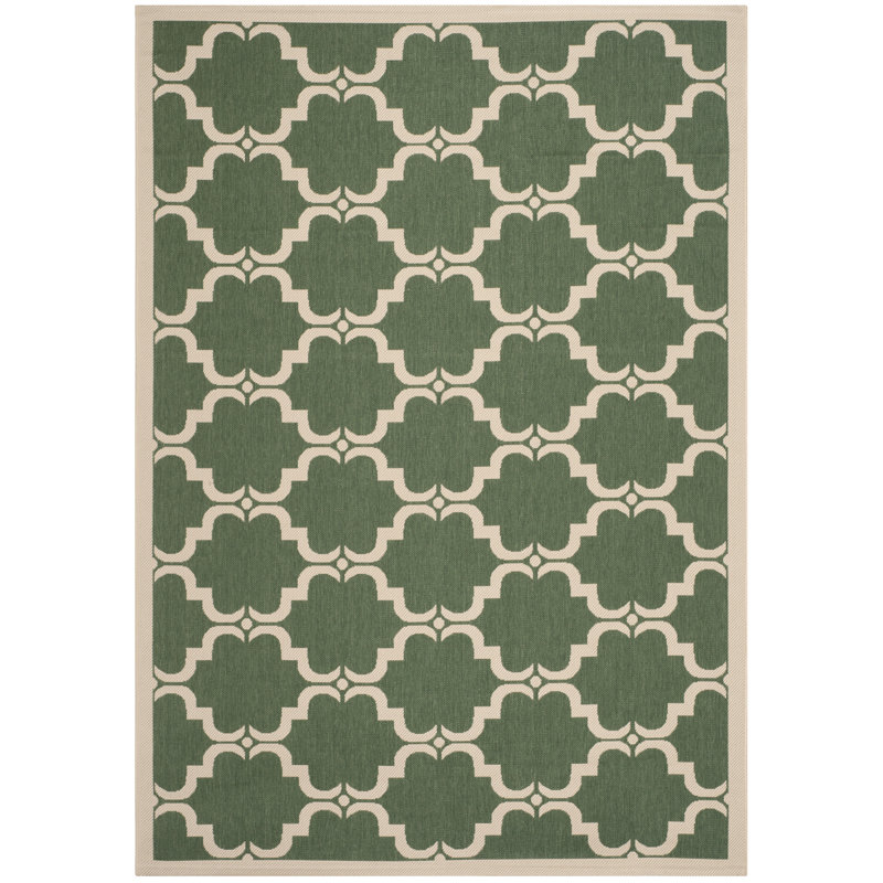 Tapis intérieur / extérieur vert / beige Arneshia, Rectangle 6 pi 7 po x 9 pi 6 po