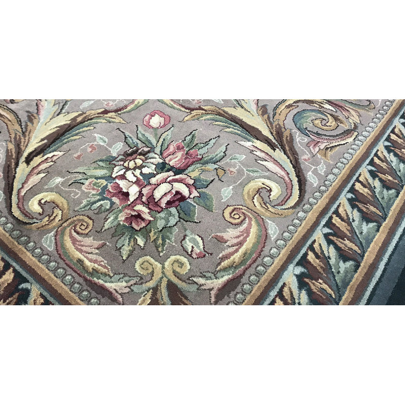 Jahan Wool Oriental Area Rug in Teal/Gray