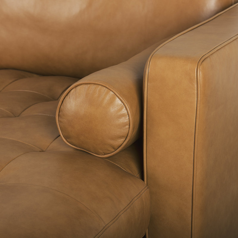 Arshon 100" Wide Genuine Leather Sofa & Chaise, Right Hand Facing