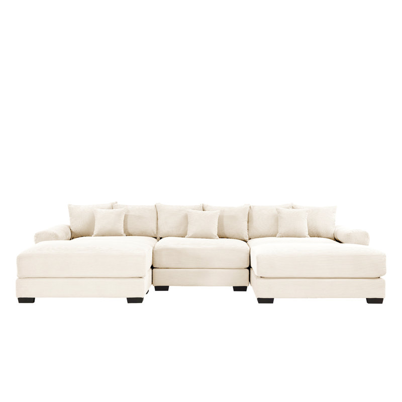 Canapé modulaire surdimensionné 130 po Cloud, Velours côtelé beige