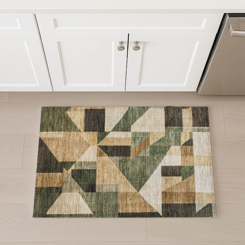 Machine Washable Indoor/Outdoor Earleville ACN2365 Geometric Rug, Rectangle 1'8" x 2'6"