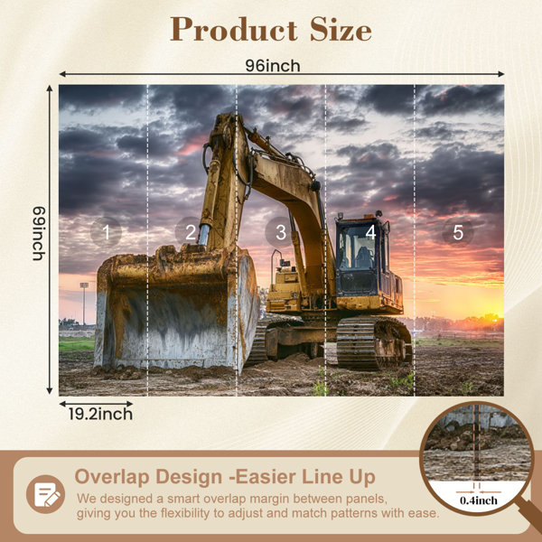 Red Barrel Studio Peel and Stick Wallpaper Excavator machinery ...