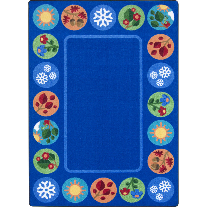 Tapis bleu touffeté Sit Around the Seasons, Rectangle 5 pi 4 po x 7 pi 8 po 