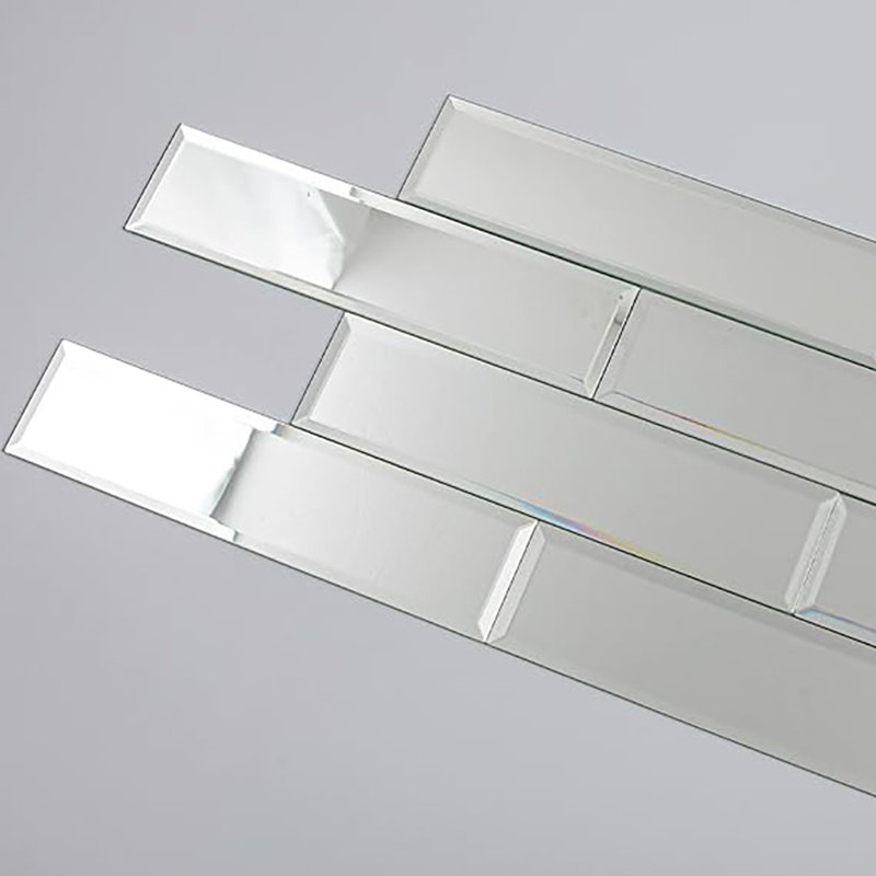 Carrelage mural de cuisine et de salle de bain décoratif en verre biseauté 3 po x 12 po Reflections