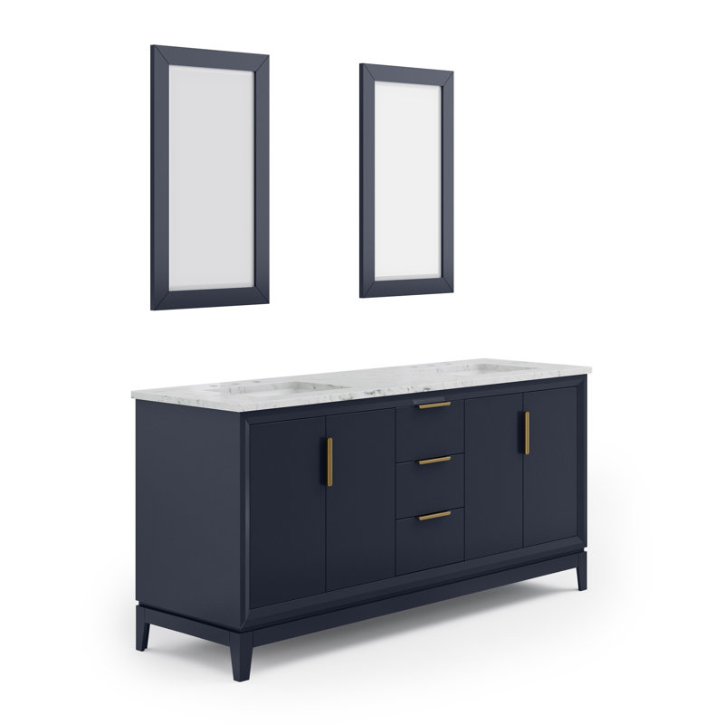 Elizabeth 72" Double Bathroom Vanity Set with Mirror, Monarch Blue, 72" W