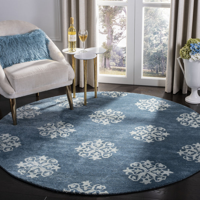 Steve Hand Tufted Wool Damask Rug, Round 6'