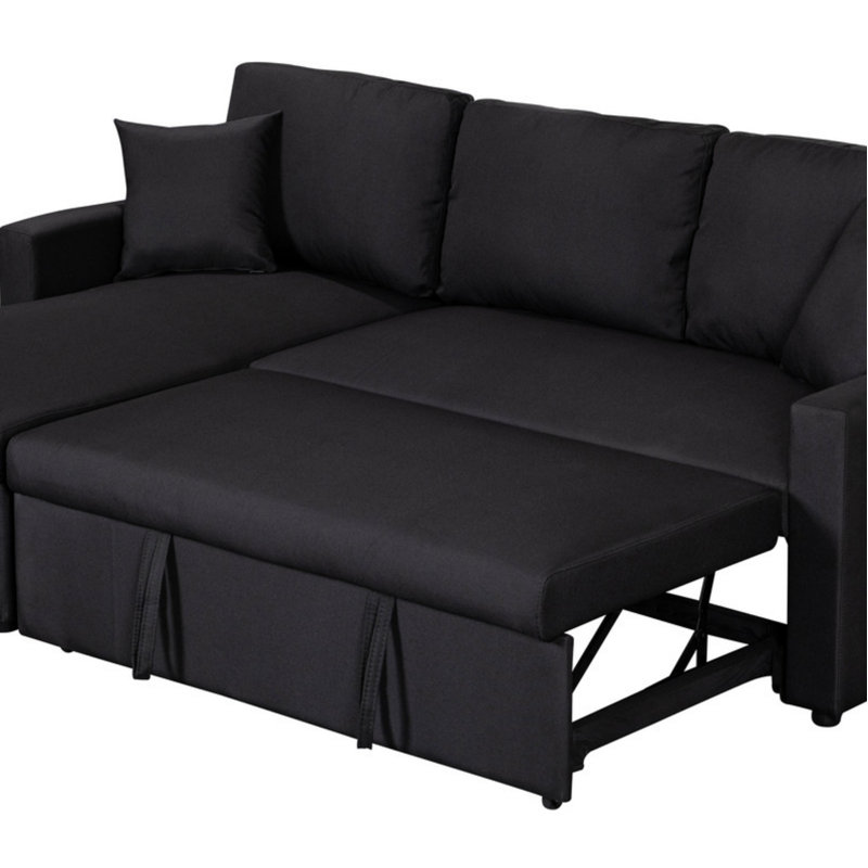 Canapé-lit modulaire réversible en lin et méridienne avec rangement
