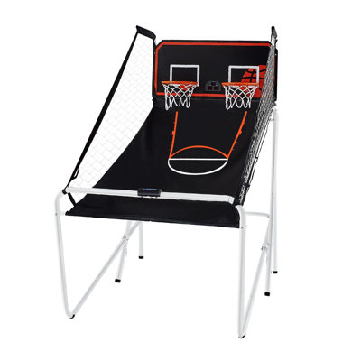 Jeu d'arcade de basketball d'intérieur pliable pour 2 joueurs avec tableau de pointage électronique, 8 modes de jeu et 4 balles