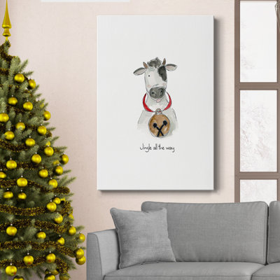«Farm Christmas Cow», reproduction sur toile tendue