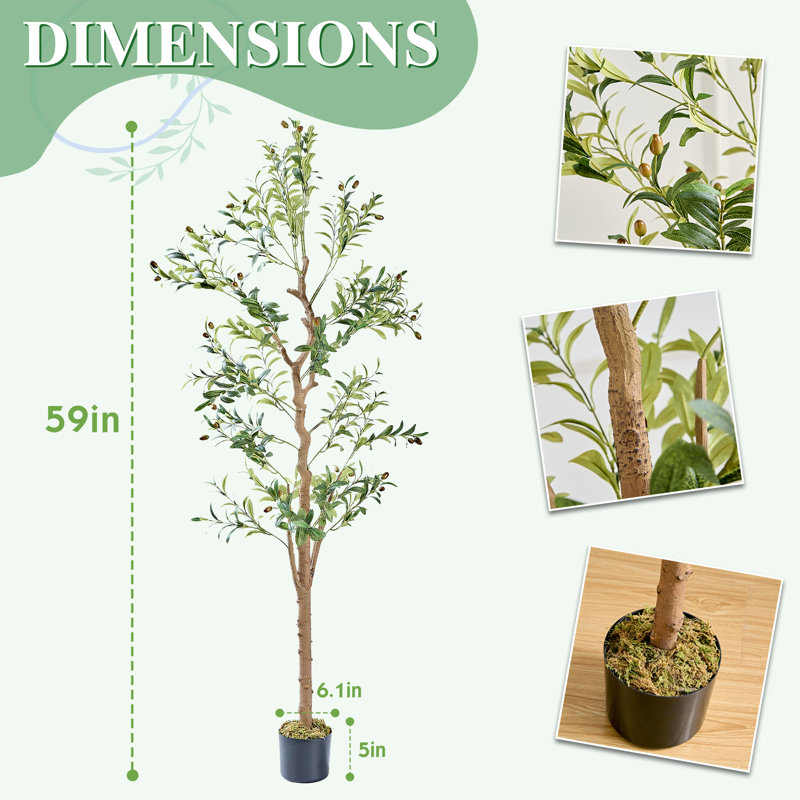 Artificial Tree With Flower Pot Lifelike Fake Tree Suitable For Indoor And Outdoor Decoration(Set Of 2)