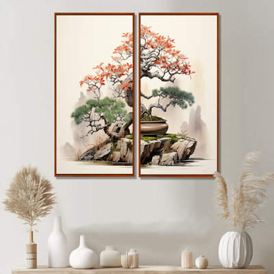 Asian Art Bonsais Wisdom I - People Asian Art Canvas Prints 2 Panels