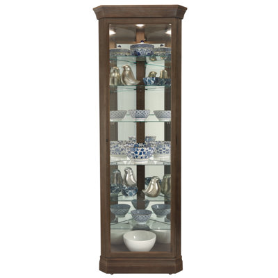 Delia Solid Wood Lighted Curio Cabinet