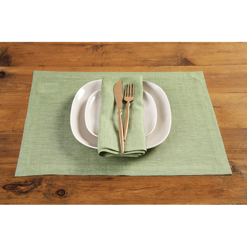 100% Pure Linen Dinner Napkins - Athena, Chambray Green