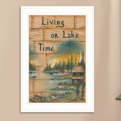 Living on the Lake Framed Wall Art for Living Room, Home Wall Décor Framed Print by Mary June