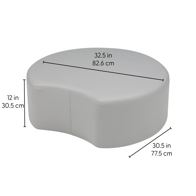 Pro Series Upholstered Crescent Ottoman 12" Height, Dark Grey