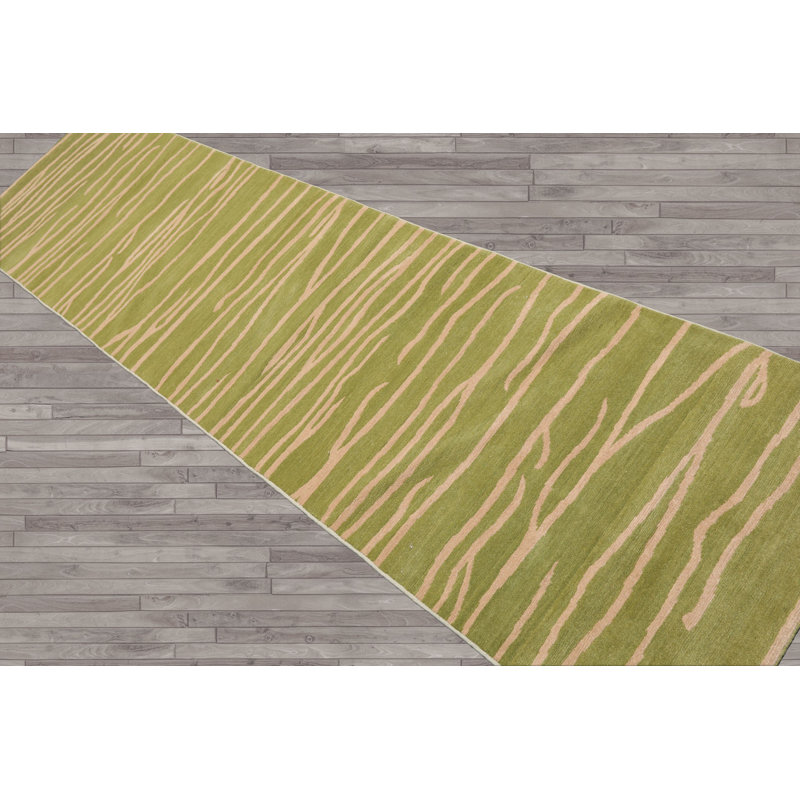Tapis de couloir en laine noué à la main Lime, Tapis de couloir 2 pi 8 po x 9 pi 10 po