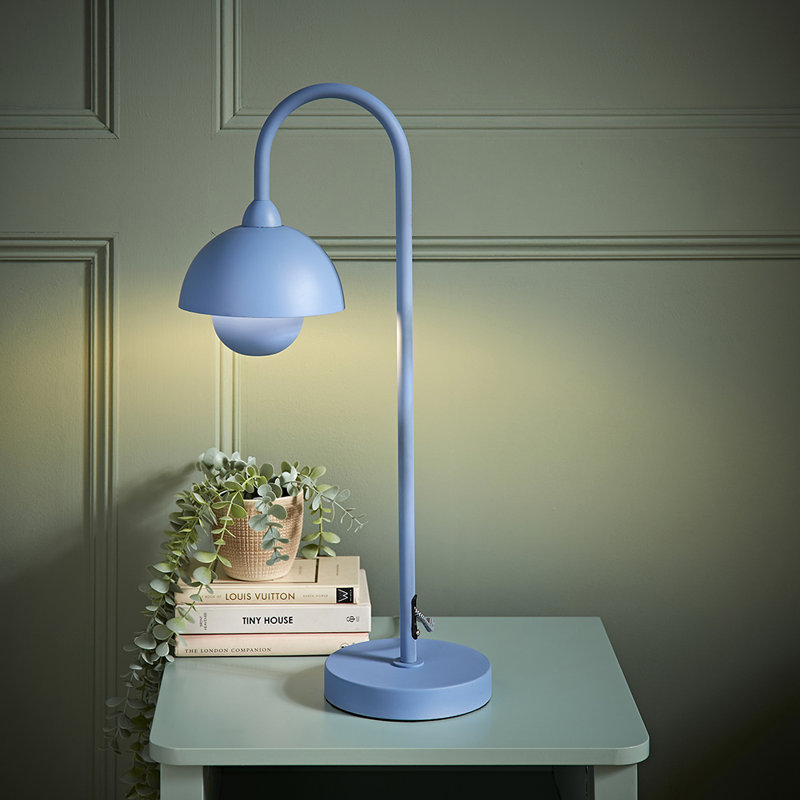Clardy Arched Table Lamp, Blue, 58.5cm H X 30cm W X 16cm D 
