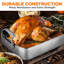  Plat à rôtir de cuisine en acier inoxydable de 14 pouces avec grille en métal poli - Ensemble de cuisson polyvalent pour la dinde, le poulet, les viandes et plus - Rôtissoire de qualité supérieure et robuste pour four avec poignées intégrées