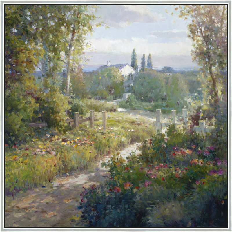 Country Lane To The House Print, Silver, 38" H x 38" W