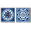 Mandala de variété de tuiles florales circulaires bleues sur toile, 2 pièces-88315095