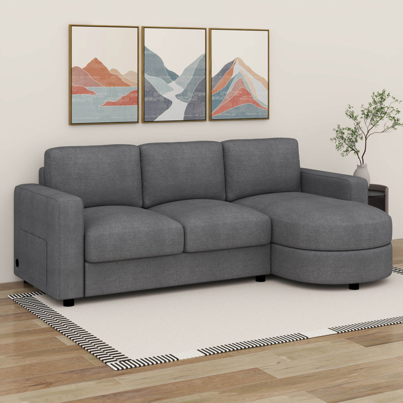 Canapé modulaire modulaire avec méridienne en L, canapé-lit modulaire Cloud avec assise profonde, Gris