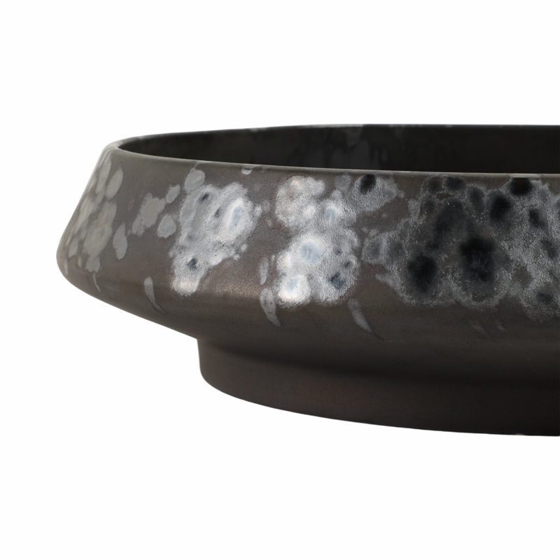 Bol décoratif moderne pour centre de table - Bol décoratif texturé pour étagère, salon ou décoration intérieure - 15 po, noir