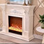 Foyer électrique ivoire blanc avec décoration et chauffage-108191633-119603336