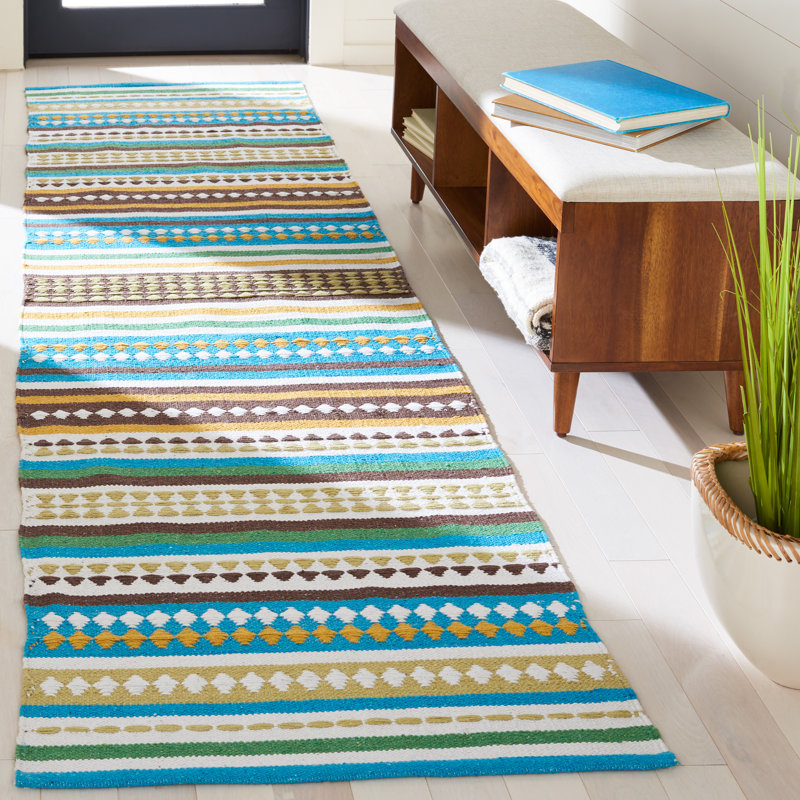 Montauk Hand Woven Cotton Striped Rug, Runner 2'3" x 9'