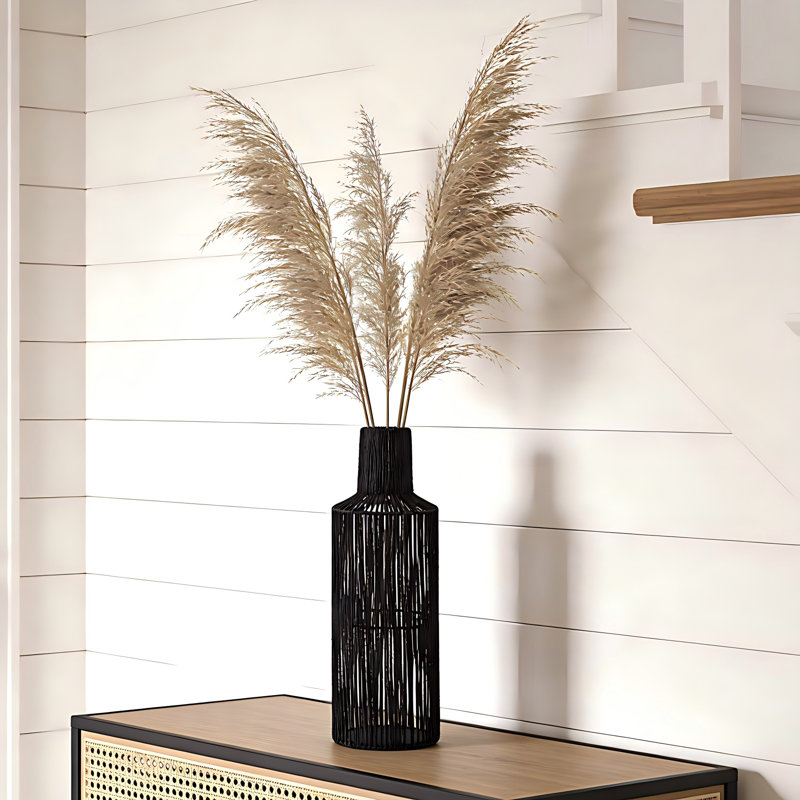 Paper Rope Table Decorative Vase, Black, 20.25" H x 7" W x 7" D