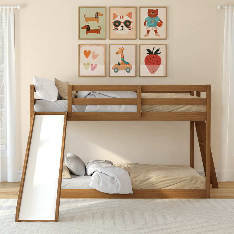 Lit superposé simple avec glissière Bear, Oak Embossed Pecan