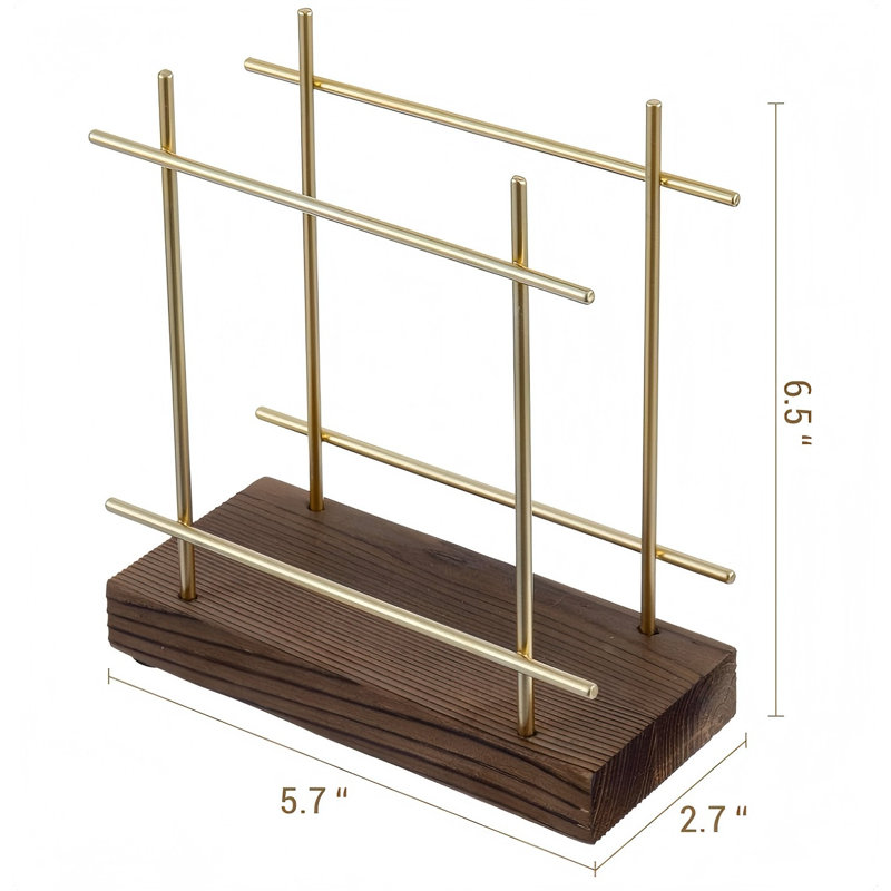 Napkin Holders For Table , Kitchen, Brass,Tone Wire Metal Napkin Dispenser With Wood Base, Modern Farmhouse Tabletop Dining Decor For Home,Cafe,Restaurant