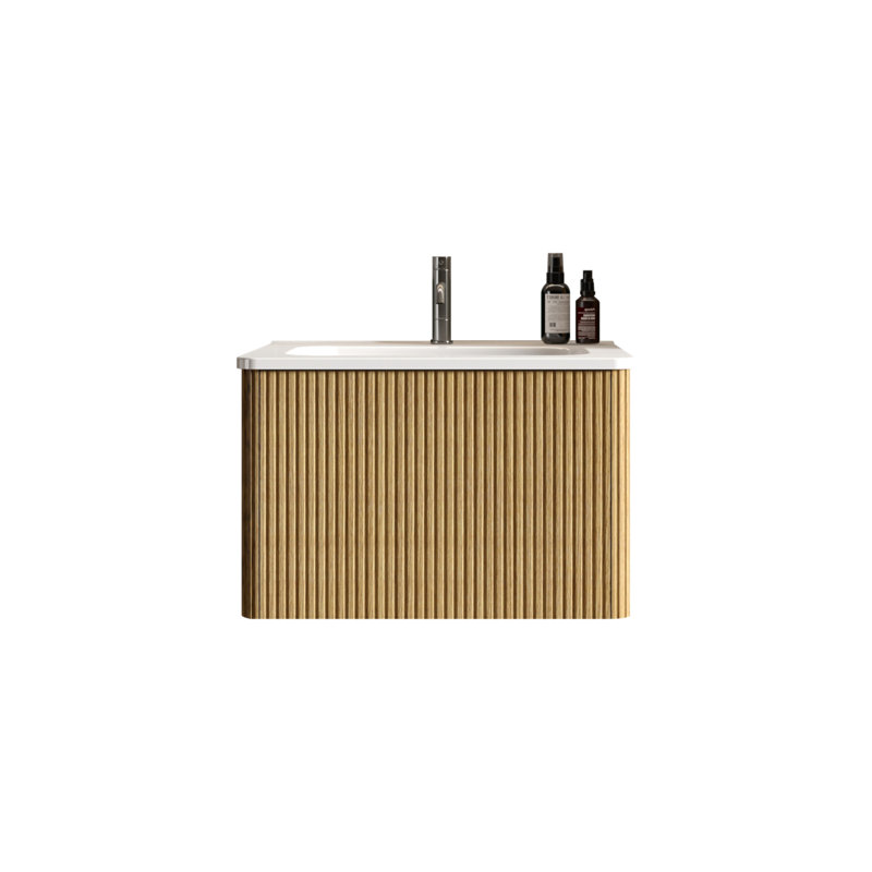Base de meuble-lavabo mural simple 48 48,01 po seulement, Blanc/chêne