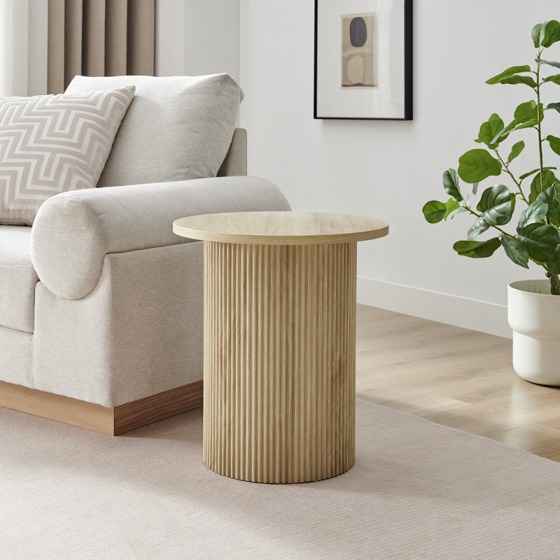 Penny Pedestal End Table, Oak