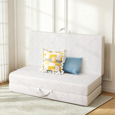 Driffield Tri-Fold Mattress – Murphy Bed Alternative, Medium Firm Memory Foam, Washable Cover, 2 Handles