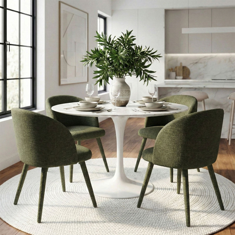 Chaises de salle à manger rembourrées Modern, Vert